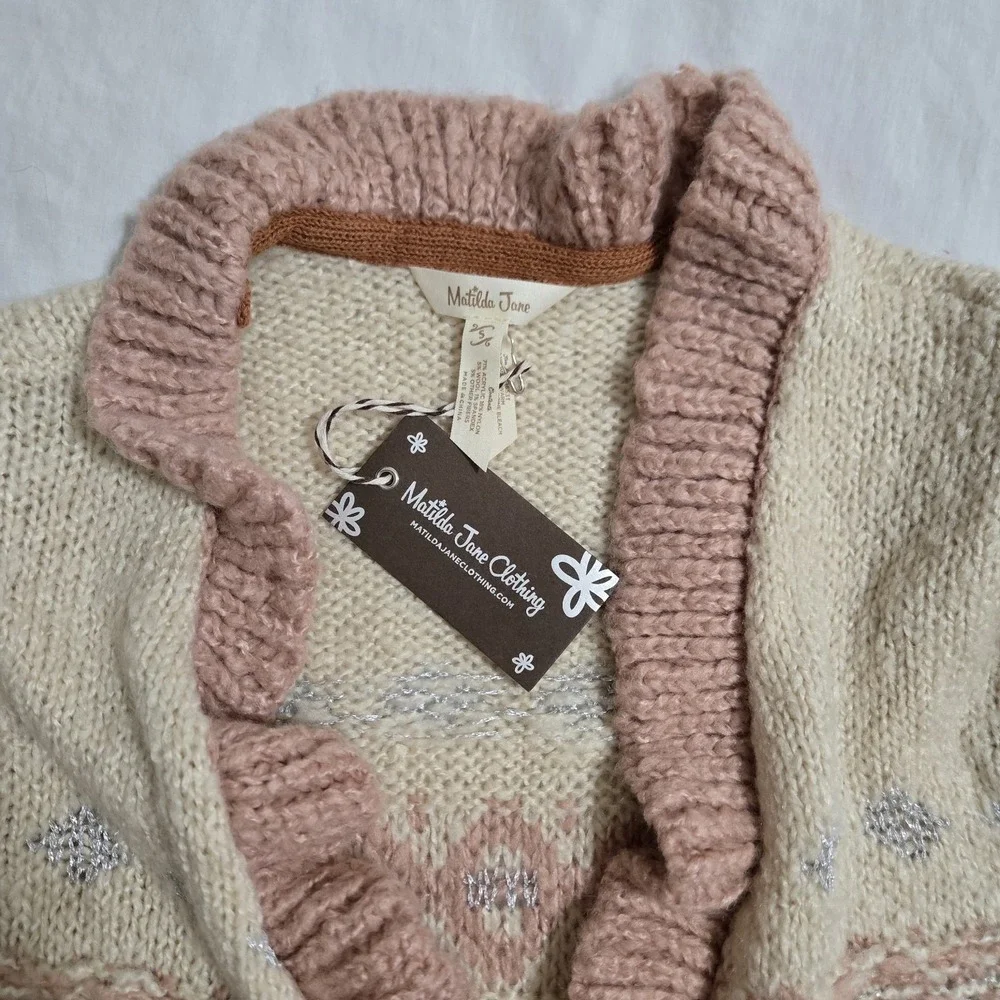 Matilda Jane Open Cardigan‎ Just Imagine Jacie Ruffled Wool Blend Sz Small NWT